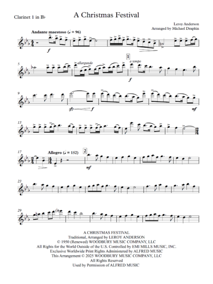 A Christmas Festival (by Leroy Anderson) arranged for Clarinet Trio by Michael Drapkin - Image 3